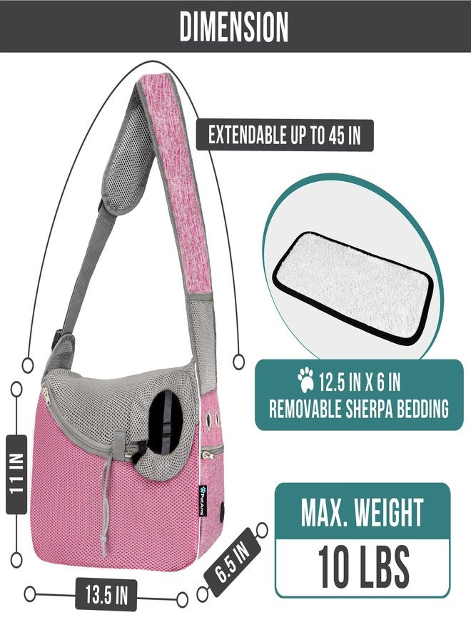 PetAmi Small Dog Sling Carrier, Soft-Sided Crossbody Puppy Carrying Purse Bag, Adjustable Sling Pet Pouch to Wear Medium Dog Cat Travel, Dog Bag for Traveling, Poop Bag Dispenser, Max 10 lbs, Pink - Image 2